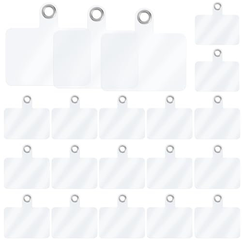 KALIONE 20Pcs Universal Phone Tether Tabs, Phone Lanyard Tab, Clear Phone Strap Tether Tab Phone Tether Patches, Phone Case Lanyard Cell Phones Case Patch Pad Safety Drop Protection for Phone
