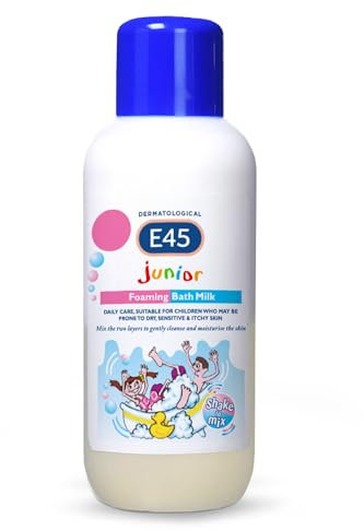 E45 Junior Leche de Baño Espumosa Dermatológica 500ml - Espuma de Baño Infantil - Leche de Baño Sin Jabón para Proteger e Hidratar la Piel Seca y Sensible para Niños y niñas - Crema Dermatitis Eczema