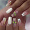 24pcs Medium Square False French White Tip Press-on Nails with Butterfly Decor, Removable Glue-on Fake Acrylic Full Cover Nails for Women & Girls
