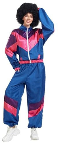 90er Jahre Outfit Damen Herren: Kostüm 80er Jahre Trainingsanzug Party Animal, Jacke und Hose, Assi Anzug, Proll Anzug, Retro-Style, Bad Taste Party, 80ties, Karneval