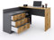 Marlux-Meble Schreibtisch mit Schubladen 3 und Regalen 2 | Eckschreibtisch Grau Matt - Wotan-Eiche | PC Schreibtisch L Form (Omega Schreibtisch Holz 131x120x76 cm)