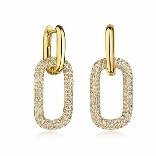 DJADEE Ohrringe Gold Vergoldet 24 Karat Damen 999er Gold Hänger Creolen Zirkonia Wasserfest Schmuck für Frauen Mädchen Ohrringe Geschenk
