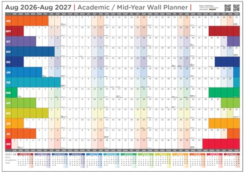 Academic Wall Planner 2026/27 | A2 (42cmx59.4cm) | August 2026-27 | Students, schools, colleges, universities and parents. Keep track of holidays, revision, exams and key dates with the wall calendar
