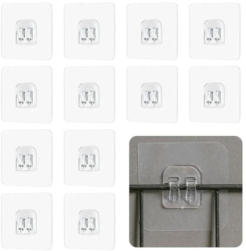 12 Pcs Shower Caddy Adhesive Hooks Replacement,Shower Caddy Adhesive Sticker Hook,No Drilling Shower Kitchen Accessories,Strong for Bathroom Shower Caddy Corner Shelf Basket Soap Dish Hanging Hooks