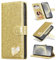 SEHEYA für Samsung Galaxy S24 5G Klapp-Handy Hülle Gold PU Leder Glitzer Herz Diamond Design Mädchen Handyhülle Flip Brieftasche Kartenslots Schutzhülle für Galaxy S24 5G