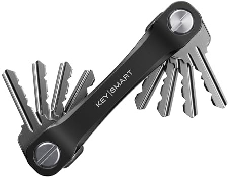 KeySmart Flex – Schlüsselhalter für Schlüsselbund, kompakter Schlüsselorganizer, minimalistischer EDC-Schlüsselhalter ohne Klappern, Schlüsselring, Schwarz, 2er-Pack, für bis zu 8 Schlüssel.