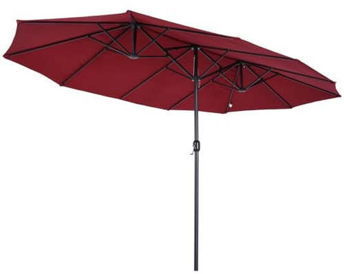 KZ GARDEN - Sombrilla doble 4,50 x 2,65 x 2,4 m TWIN Aluminio Lona Poliéster Burdeos, Sombrillas Grandes