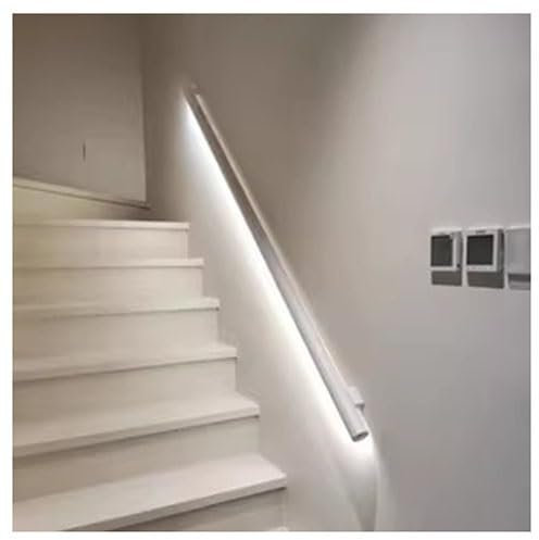 Corrimano per Scale a LED Corrimano a Parete con ringhiera per Scale in Alluminio Luminoso Luminoso Maniglione Antiscivolo per gradini (Colore: Bianco, Dimensioni: 19,7/0,5 m)