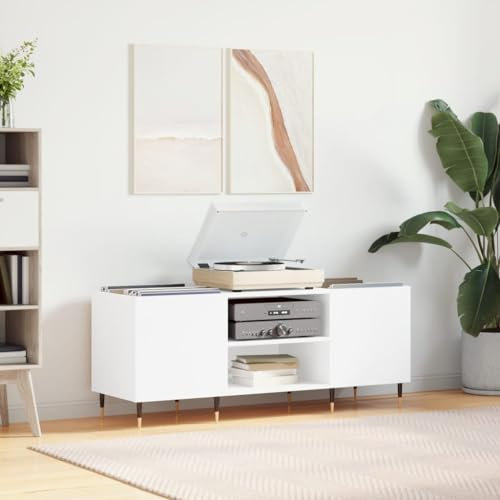 Homgoday CD-Schrank, Sperrholz, weiß, 121 x 38 x 48 cm, Regal für CDs, Standregal, Aufbewahrung, Möbel, Bücher, dekorativ, Zuhause, Aufbewahrung für DVD Typ 1
