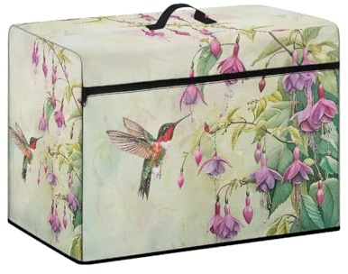 Goronwyfloyd Lila Blume und Vogel Nähmaschine Abdeckung Staubdicht Nähmaschine Abdeckung Nähausrüstung Abdeckung Shell mit Taschen Kompatibel mit Standard Singer, Brother Nähmaschine