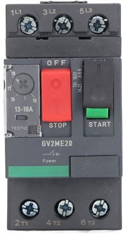 Disjoncteur Moteur, Protection contre les Surcharges Thermique Magnétique, Montage sur Rail, AC 690 V, pour Applications Moteurs (GV2-ME20 13-18A)