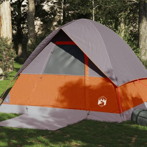 Juroupi Kuppel-Campingzelt 4 Personen Camping Zelt Camping Tent Camping ZubehöR Zelt Grau und Orange Wasserdicht - 94701