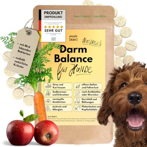 People who Kaer Darm Balance Drops für Hunde, 60 Tabletten, Probiotika & Präbiotika, Darmflora Aufbau Hund unterstützt bei Durchfall und Darmsanierung, Tabletten mit Flohsamenschalen und Inulin