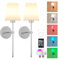 Sobrovo Akku Wandleuchte Innen, RGB Dimmbare Led Wandleuchte Kabellos, Wandleuchte Batterie USB Wiederaufladbar, Wandlampe mit Fernbedienung für, Schlafzimmer, Flur und Treppenhaus,GebüRstetes Nickel