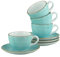 Creatable, 34042, Serie Vintage Nature Aqua, 8-teiliges Geschirrset für 4 Personen, Kaffeetassen Set aus Porzellan, spülmaschinen- und mikrowellengeeignet, Made in Europe