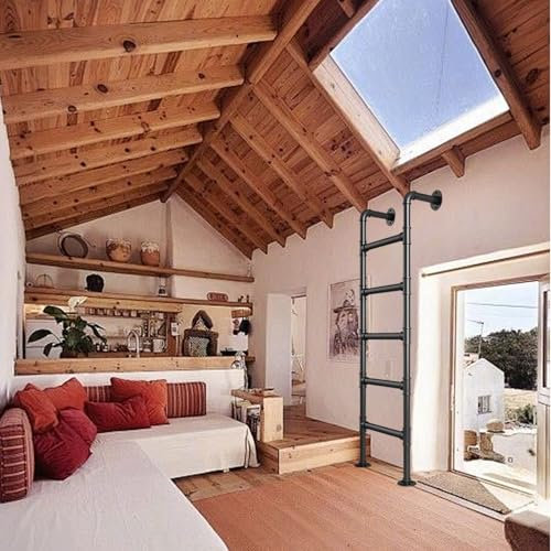 Loft Attic Ladder Emergency Egress Fire Escape Climb Ladder 3.3 9.8ft Wall Mounted Step Ladder for Bunk Bed RV Window Well Egress 118in Foldable Aluminium Extension Ladder