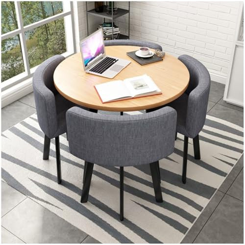 Essgruppe für 4 Personen mit gepolsterten Stühlen, modernes Küchen- und Esszimmermöbel-Set für Wohnzimmer und Frühstück, Ecke, Farbe G, 90 cm