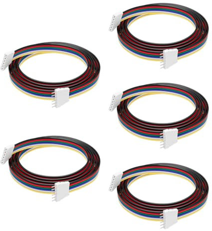 BTF-LIGHTING 6PIN 22AWG JST SM LED Stecker 5Stück/Pack männliche Buchse mit 0.5m Kabel für PWM SMD FCOB RGBCCT LED Streifen ohne Löten Controller Draht