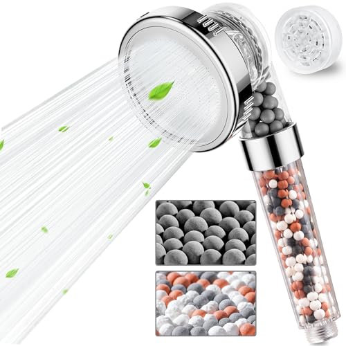 Magichome Filter Shower Head with 5-Layer Filtration, 3 Modes Powerful Shower Head, Limescale Universal Showerhead Filter with Extra Replacement Beads