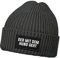 MoonWorks® Herren Beanie mit Patch Strickmütze mit Spruch Der mit dem Hund geht Aufdruck Lustig Mütze Männer Dunkelgrau Unisize