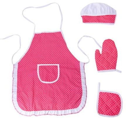 Juego Delantal y Gorro Chef para Niños, Chef Set Delantales para niños, Juguetes de Delantal de Cocina para Niñas, horneado a Prueba de Agua para Regalo de niña, 3-8 Años, Rosa
