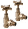 Manual Radiator Valve Crosshead Angled - 15mm x R 1/2 - Brushed Brass
