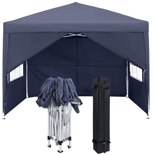 Tenda parasole pieghevole impermeabile 3 x 3 m con pannelli laterali e finestre, borsa per il trasporto, protezione UV, tenda da campeggio tipo B (antracite)