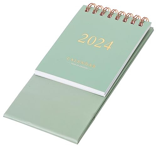 Housoutil 2024 Mini-Tischkalender Datum Heimkalender retro tischkalender basteln schreibtischkalender Monatskalender für den täglichen Gebrauch Monatskalender für den Haushalt Papier Green