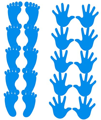 UPKOCH 10 Paare Handabdrücke und Fußabdruckdekoration Wandtattoos Aufkleber Wohnkultur Abziehbilder Kinderzimmer Wandtattoo Fußabdruck und Handabdrucktaste Wandtattoo PVC Blau