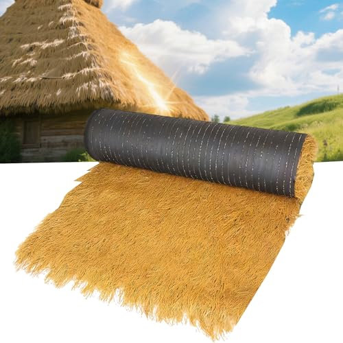 ZHWFDC Artificial Straw Shed Roof, Tropical Style Straw Roof, Suitable for Decorating Garden Fences, Tiki Bar Shed Decorations (Dark Yellow, 1 x 20 m (3.28 x 65.6 ft))