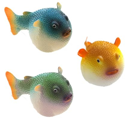 BESTonZON 3 Stück Simulation Kugelfisch Aquarium Deko Aus Langlebigem Silikon Bunte Aquarium Ornament Landschaft Für Fischbecken Und Fische