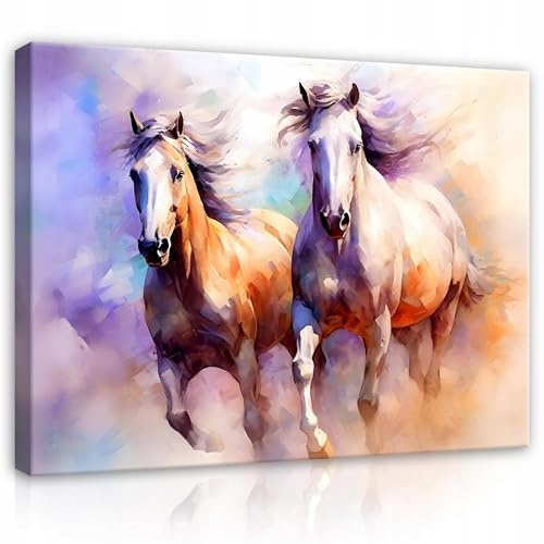 WallArena Leinwand Bilder 120x80 cm | Pferd, Leinwandbilder, Bild auf leinwand, Format: 120x80 cm (BxH) - einteilig auf Canvas Leinwand. Das Leinwand
