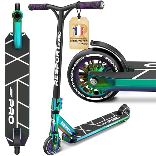 RE:SPORT® Stunt Scooter Roller REVO PRO für Kinder & Erwachsene mit Ständer | Profi Stuntroller 110mm PU Wheels & Y-Bar | Stuntscooter Kickscooter ABEC 9 Kugellager | Tretroller Trickroller Cityroller