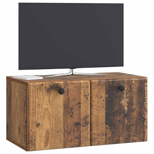 vidaXL Wandmontierter TV-Schrank 59,5 x 31 x 30 cm Altholz, Wohnzimmeraufbewahrung, moderner Schrank, Wand-TV-Ständer, rechteckiges Design, viel Platz, praktische Möbel