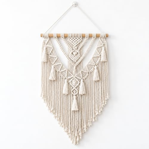 TIANCEWAN Makramee Wandbehang Boho Chic Treibholz Wandteppich | Gewebte Wanddeko, Indie Room Stil, Für Schlafzimmer & Balkon, Geschenkidee