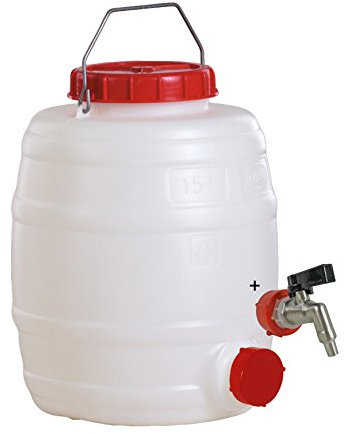 Graf Getränkefass Rund 15 Liter Messing Auslaufhahn 1/2