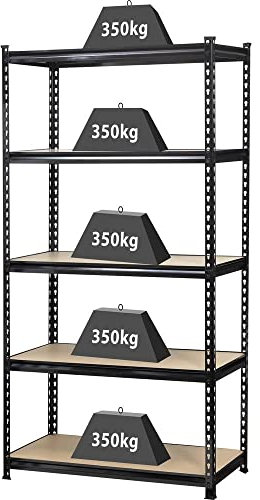 Toolcraft 1530556 Schwerlastregal 350 kg Metall, MDF Holzboden Anthrazit/Schwarz