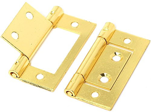 Pair of Small Brass 50mm/2 Flush Hinges - Wardrobe/Cabinet/Cupboard/Door Hinges