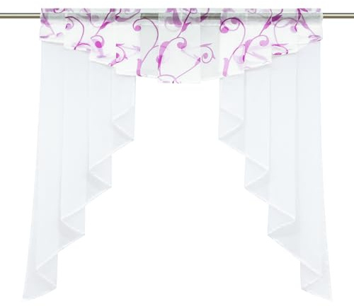 Yujiao Mao Raffrollo Tendina in voile, per finestre con pieghe, lilla, 140 x 145 cm (larghezza x altezza)