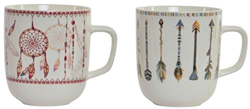 AVENUELAFAYETTE Lot de 2 - Tasse - mug Attrape rêve - Indien en Porcelaine