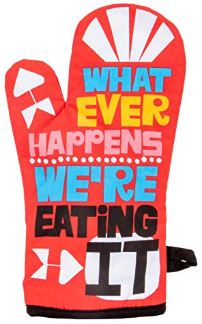 Blue Q Whatever Happens Oven Mitt - Cotton, Blue