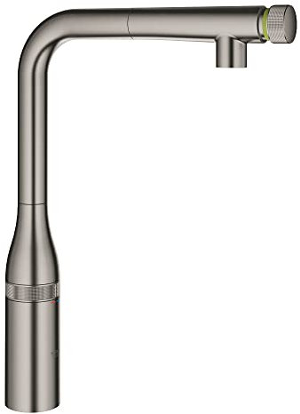 Grohe Essence SmartControl mezclador de fregadero con SmartControl, spray de enjuague con chorro laminar, Color: grafito duro cepillado
