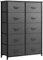 YITAHOME Kommode mit 10 Schubladen, Schrank mit Schubladen aus Stoff, Aufbewahrungskommode Industrial Stil für Schlafzimmer, Wohnzimmer, Kinderzimmer, Aufbewahrungsschrank (Dunkelgrau)