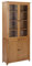 vidaXL Eichenholz Massiv Bücherschrank mit 4 Türen Vitrinenschrank Vitrine Regal Schrank Standvitrine Hochschrank Kommode 90x35x200cm Glas