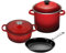 Le Creuset 5-Piece Cookware Bundle: 4-1/2 QT Round Dutch Oven, 8 QT Covered Stockpot, 10 Toughened Nonstick Pro Fry Pan - Cerise