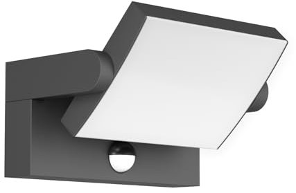 Klighten 24W LED Außenwandleuchte Außenlampe mit Bewegungsmelder IP65 Wandleuchte Innen Außen Wandlampe mit Schwenkbar Panel, Aussenleuchte für Garten Korridor, Dunkelgrau, Warmweiß 2700K-3000K