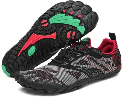 SAGUARO Damen Barfußschuhe Strandschuhe Unisex Wasserschuhe Trainingsschuhe Herren Outdoor & Indoor Atmungsaktiv Surfschuhe rutschfest Badeschuhe Frauen Fahrradschuhe Männer Leicht Schwarzgrau 45 EU