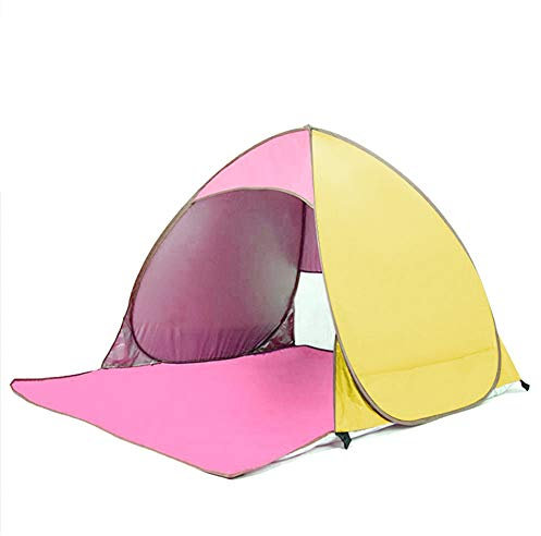 Pop-Up Strandmuschel UV Sonnenschutz für 1-2 Personen Strandzelt Extra Leicht Wurfzelt (Yellow Pink)