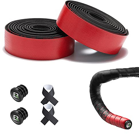 ROCKBROS Fahrrad Lenkerband für Rennrad & MTB – Rutschfestes & Stoßdämpfendes Griffband aus PU + EVA, Langlebiges Bike Bar Tape, 2 Rollen je 210×3 cm, Schwarz Rot