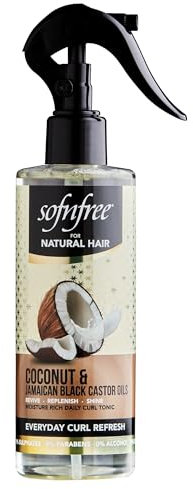 SOF N' FREE Curl Refresher Spray with Coconut & Jamaican Black Castor Oil, Curl Spray for Moisturizing, Coily and Curly Hair Spray Mist for Every day, 240 ml Sourced by Bronx International Ltd